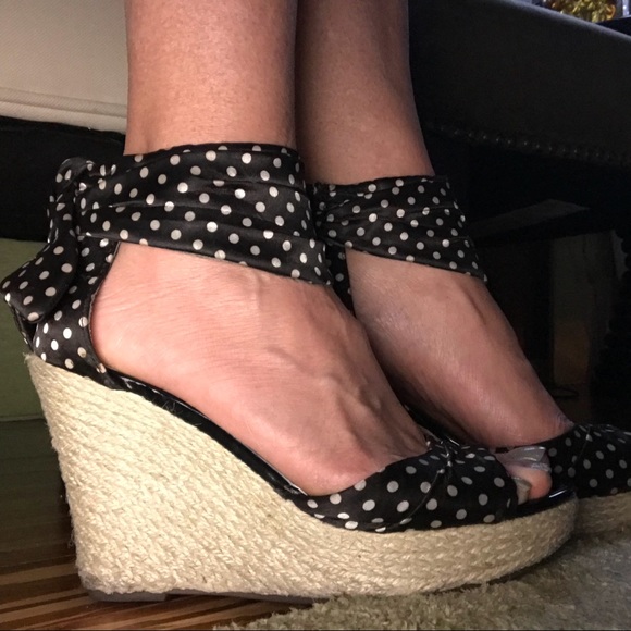 polka dot wedge heels